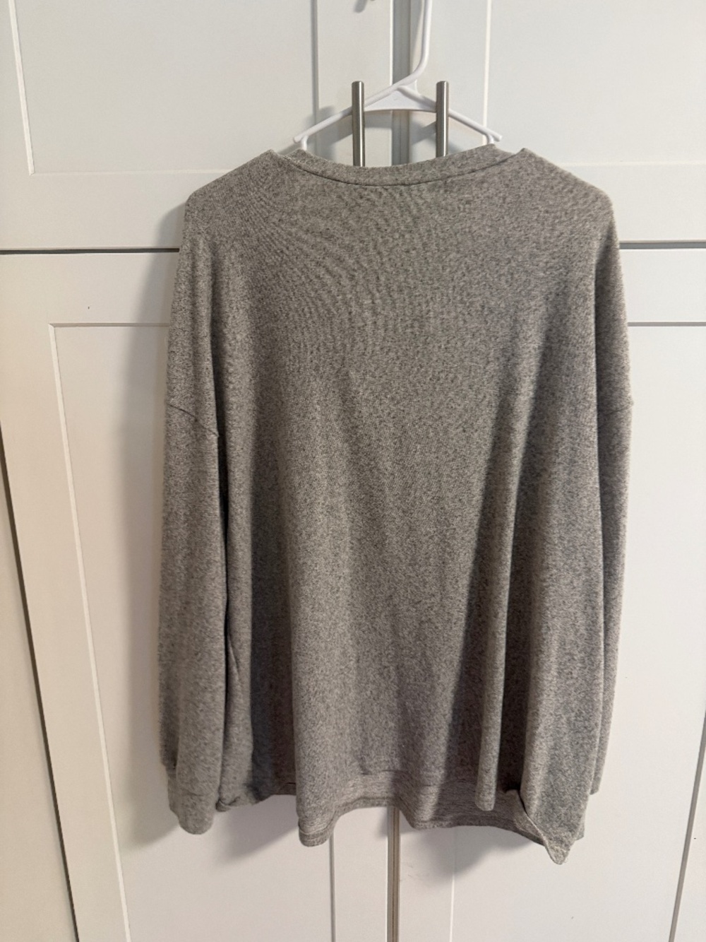 SHEIN Curve Gray Oversized Henley Top 2XL Button Front Long Sleeve